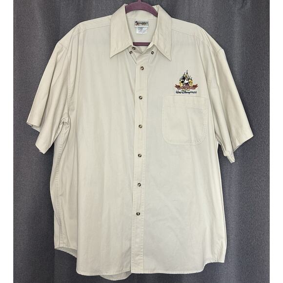 Walt Disney World Mickey‎ Cream Color Button Down Pocket Collared SZ XL - Picture 1 of 9